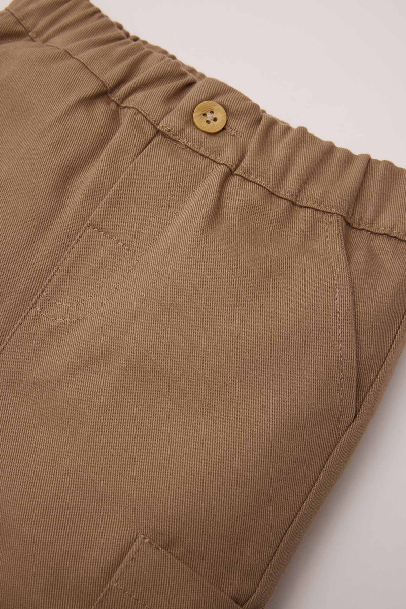 DeFacto Brown BabyBoy Baby Boy Regular Fit Woven Labeled Elastic Waist Gabardine Trousers Casual - Image 2