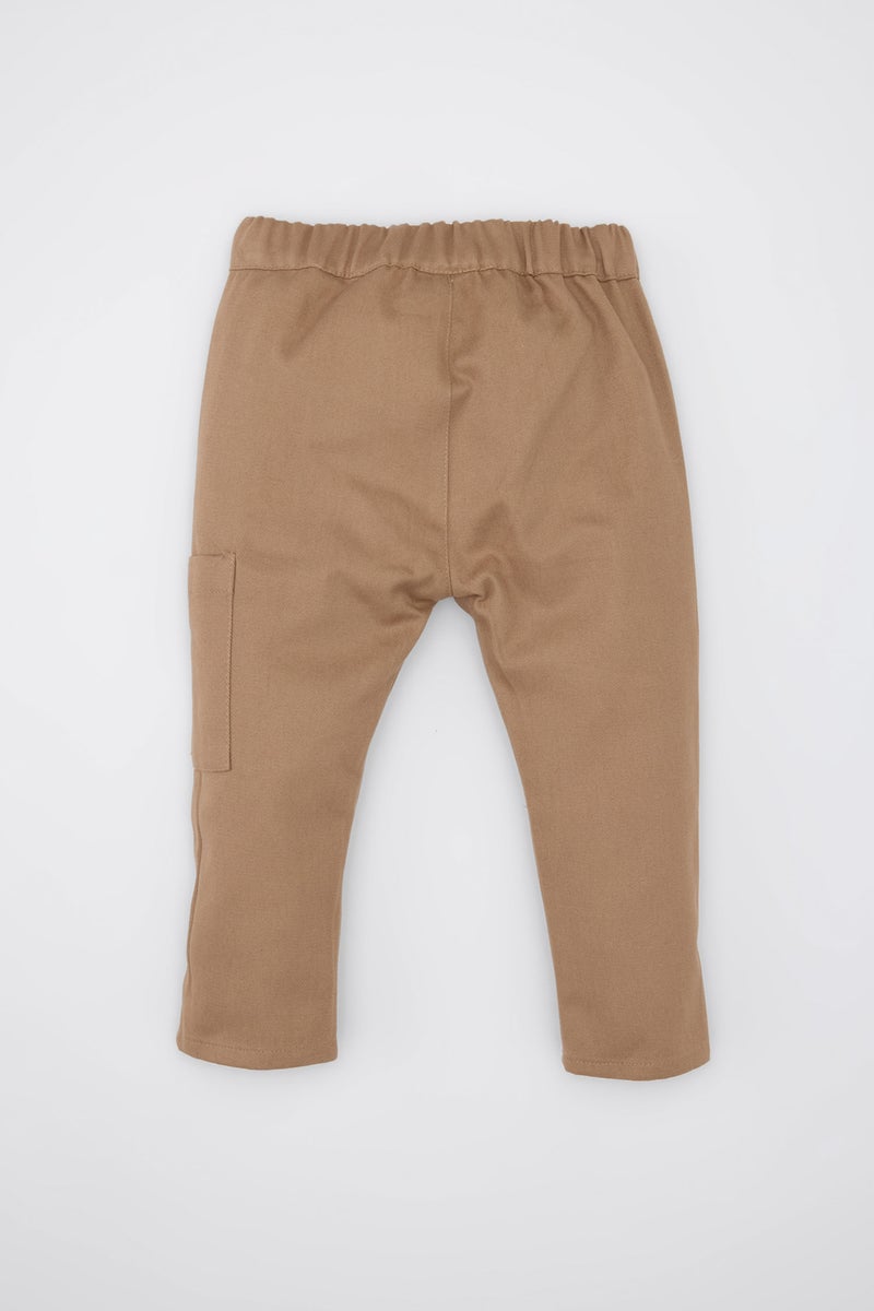 DeFacto Brown BabyBoy Baby Boy Regular Fit Woven Labeled Elastic Waist Gabardine Trousers Casual - Image 4