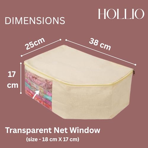 HOLLIO Pack of 3 Cotton Canvas Blouse Organizer for Wardrobe| Blouse organiser for storage | Clothes Storage Bag | Wardrobe Organiser With Zipper | Blouse Protector Bag 38x25x17 cm - Image 2