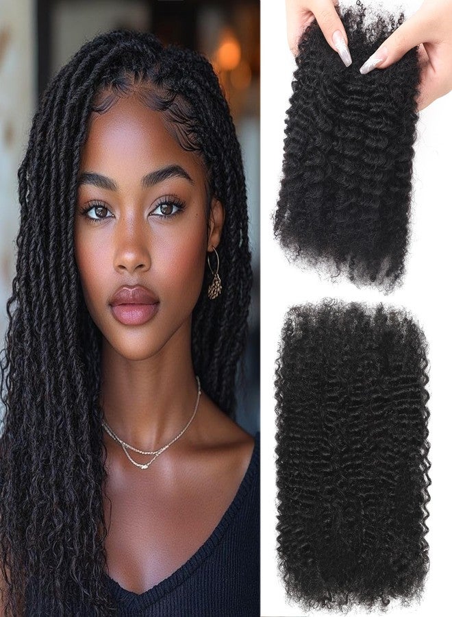 HLSK Afro Kinkys Human Hair Bulk 30g/Pack Natural Black 100% Human Hair Soft 4C Afro Kinky Bulk Human Hair for Locs Extensions/Twists/Braids (Natural Black, 16 Inch) - Image 1