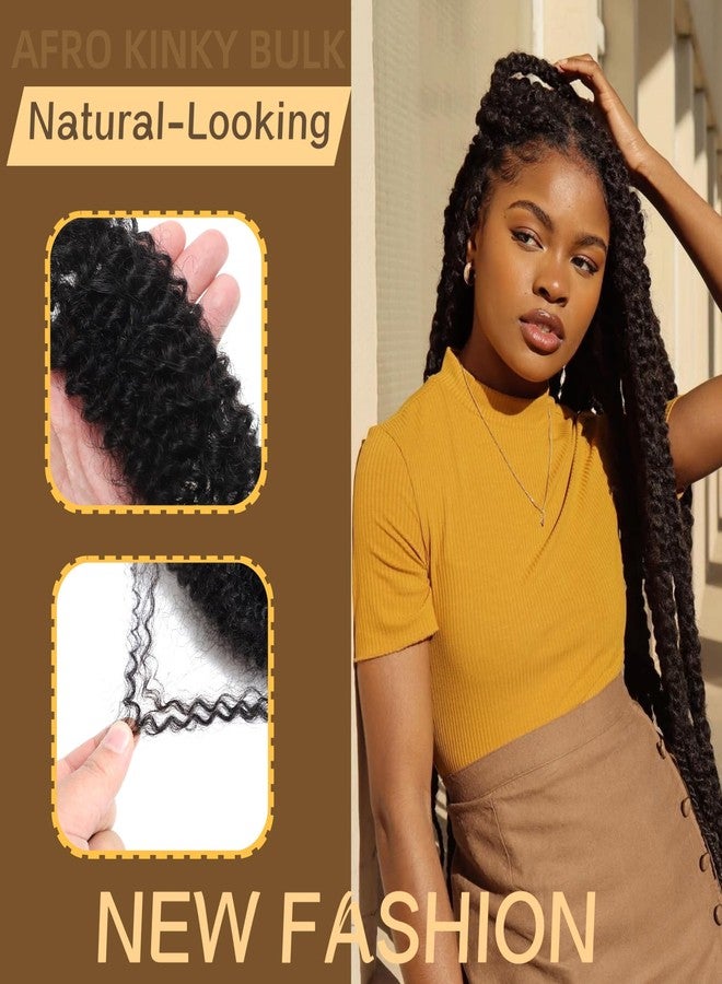 HLSK Afro Kinkys Human Hair Bulk 30g/Pack Natural Black 100% Human Hair Soft 4C Afro Kinky Bulk Human Hair for Locs Extensions/Twists/Braids (Natural Black, 16 Inch) - Image 4