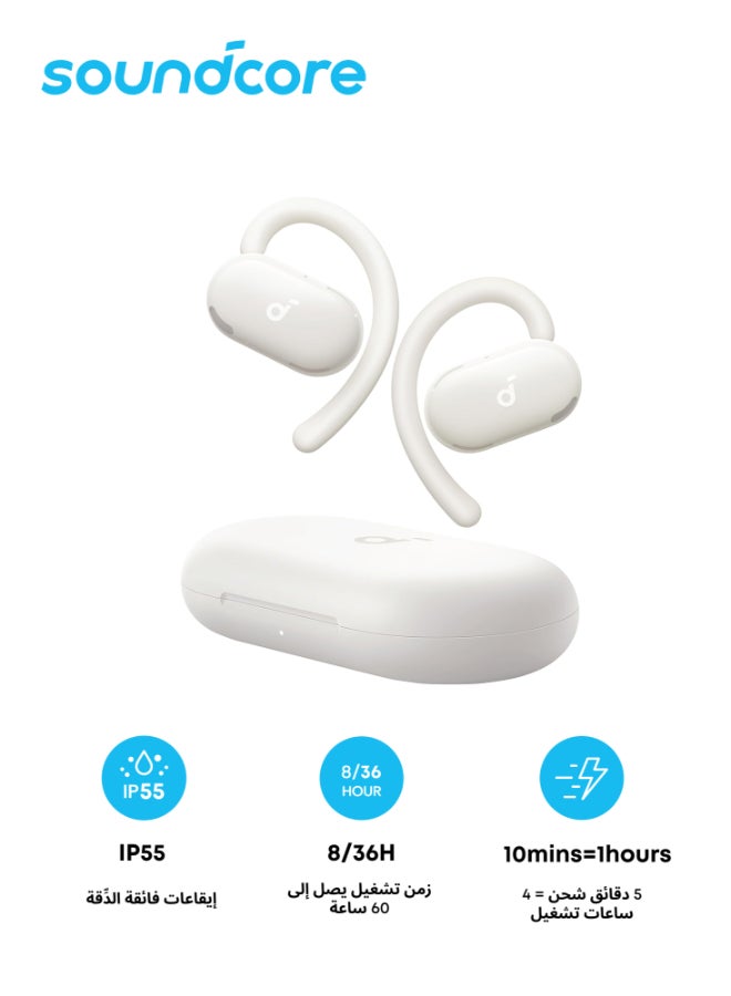 Soundcore V20i by Anker Open-Ear Headphones, Adjustable Ear Hooks, Ultra-Comfort, Snug Fit, Powerful Sound, Clear Calls, IP55, LED Lights, 8H-36H Playtime, Bluetooth 5.4 Earbuds, Multipoint Connection White - Image 1