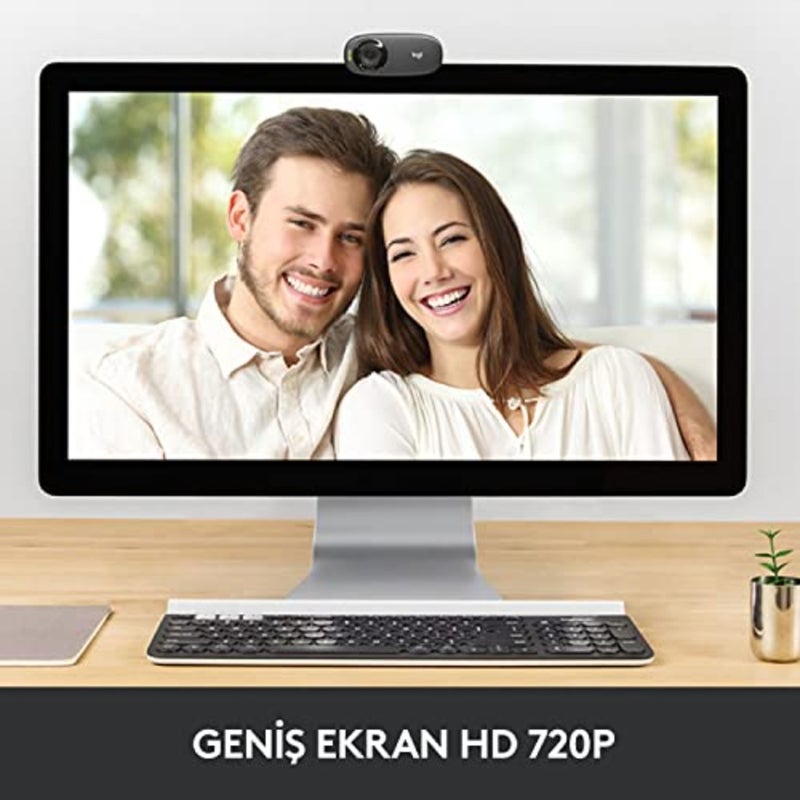 كاميرا ويب C310 HD لعقد مؤتمرات الفيديو، هيكل بلاستيكي، لون أسود، ميكروفون مدمج والتركيز التلقائي - Image 3