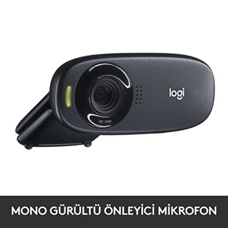 كاميرا ويب C310 HD لعقد مؤتمرات الفيديو، هيكل بلاستيكي، لون أسود، ميكروفون مدمج والتركيز التلقائي - Image 4