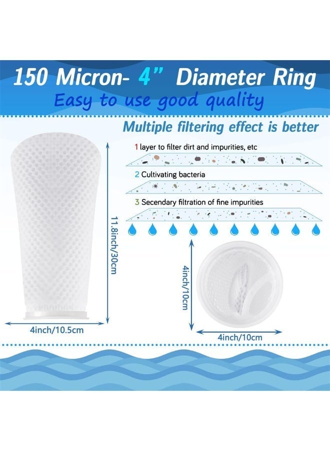 Filter Socks, 6 Pcs 4 Inch 3D Honeycomb Design Saltwater Filter Socks, 4 Inch Ring by 11.8 Inch Long Saltwater Aquarium Filter Sock, 150μm Aquarium Sump Filter Bags - Image 4