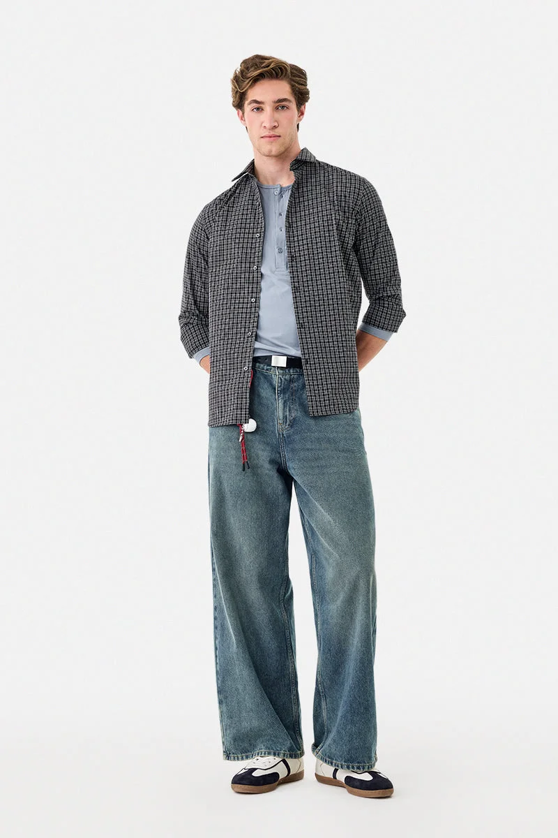 SNITCH Slim Fit Stretch Checks Shirt