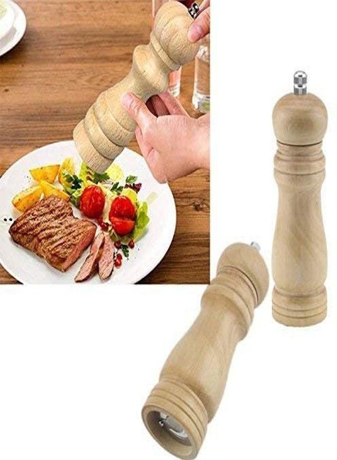 HOMENITY - Salt and Pepper Grinder Mixer Spice Seasoning Mill Sprinkler for Kitchen Wooden Traditional Pepper Mill (Brown, Pack of 1) - Image 2