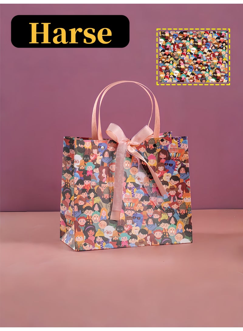 Harse Color Gift Bag with Handle, Oil Painting Gift Paper Bags Medium Size Small Gift Bags Birthday Craft Paper Gift Bags for Presents,Birthdays, Mother's Day,Weddings, Party - Image 1