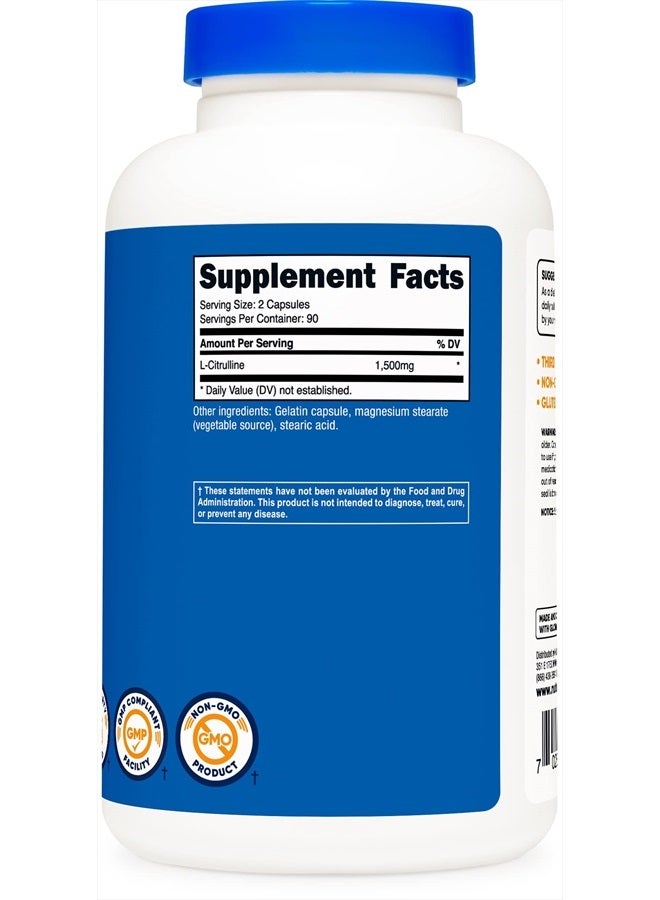Nutricost L-Citrulline 1500mg, 180 Capsules - Image 2
