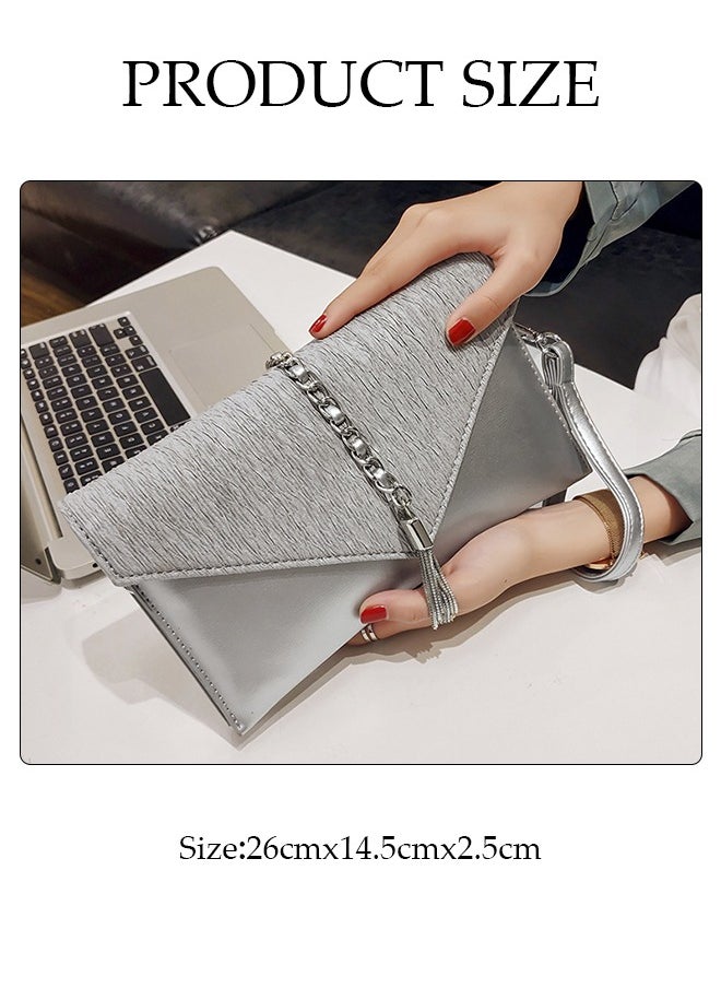 DUNISO - Women Shiny Glitter Evening Clutch Envelope Handbag Chain Purse Crossbody Bag for Wedding Formal Cocktail Party - Image 1