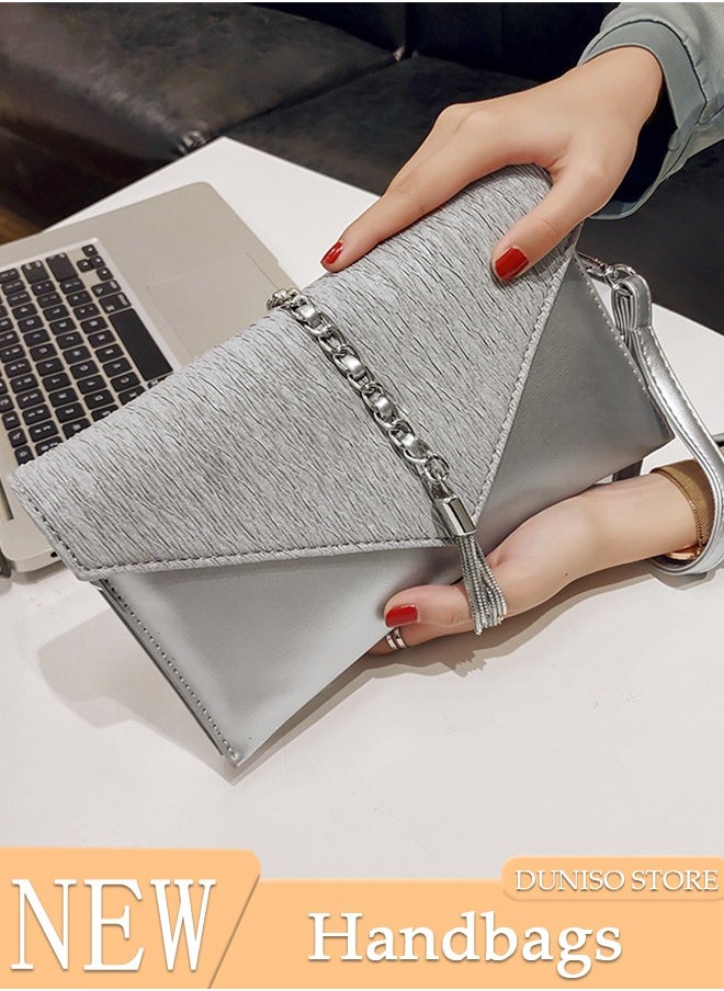 DUNISO - Women Shiny Glitter Evening Clutch Envelope Handbag Chain Purse Crossbody Bag for Wedding Formal Cocktail Party - Image 1