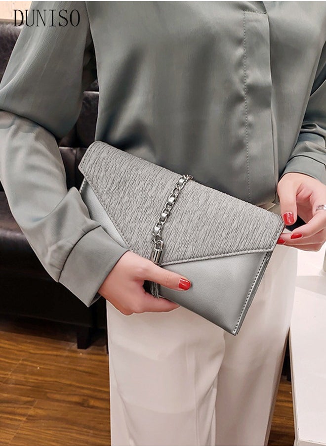 DUNISO - Women Shiny Glitter Evening Clutch Envelope Handbag Chain Purse Crossbody Bag for Wedding Formal Cocktail Party - Image 1