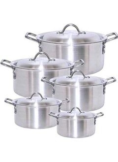 ARTC ARTC 10 Pieces Aluminum Cooking Pot Cookware Set With Handles Silver 20cm 22cm 24cm 26cm 28cm  - Image 2