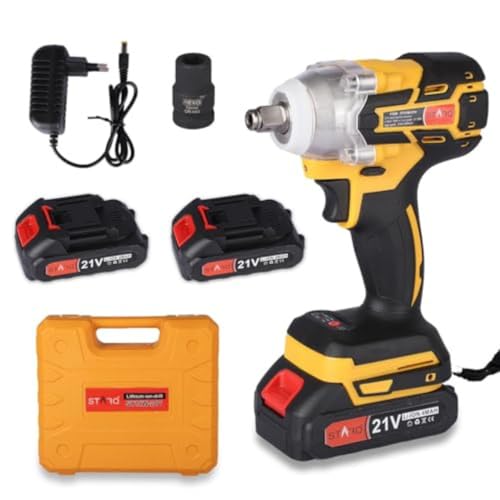 STARQ Heavy Duty 21V Cordless Impact Wrench with 2 Batteries | 2 Variable Speed | Build-In LED Lights | Forward & ReverseSwitch | Yellow (Yellow-Wrench) - Image 1