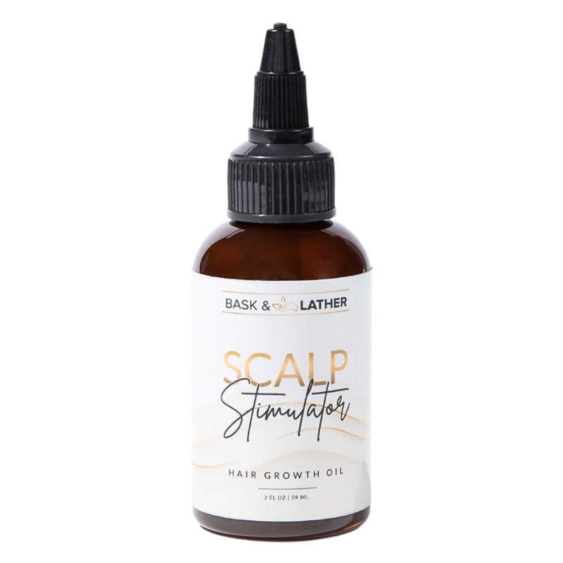 Bask & Lather Scalp Stimulator Hair Growth Oil, Cold Pressed Mint and Rosemary Blend with Grapeseed for Hair Growth, Organic Natural Leave in, All Hair Types, 2 Fl Oz - Image 1