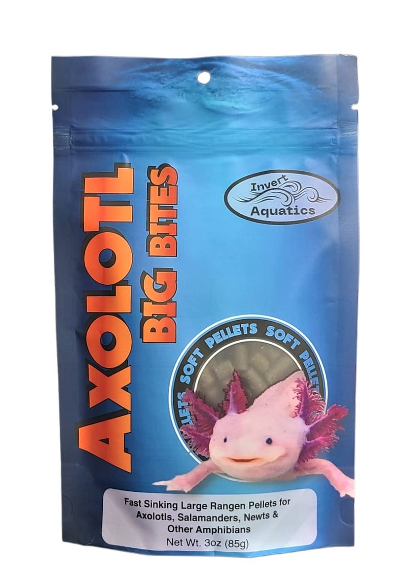Invert Aquatics Axolotl Big Bites - Fast Sinking, Soft Pellet Daily Diet for Axolotls, Newts, Salamanders & Other Amphibians (3 oz (85g)) - Image 1