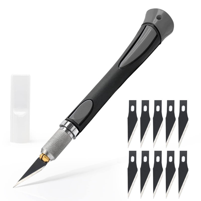 EHDIS Precision Hobby Knife Set Utility Craft Knife Kit with 10PCS Blades for Art, Working-Stencil, Scoring, Scrapbooking, Architecture Modeling, Crafting-Grey - Image 1