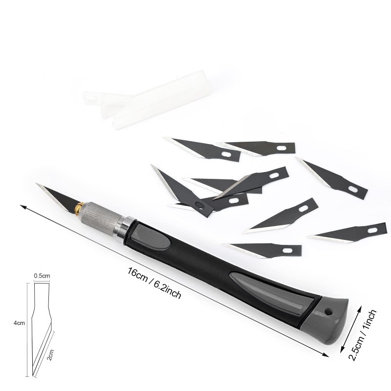 EHDIS Precision Hobby Knife Set Utility Craft Knife Kit with 10PCS Blades for Art, Working-Stencil, Scoring, Scrapbooking, Architecture Modeling, Crafting-Grey - Image 2