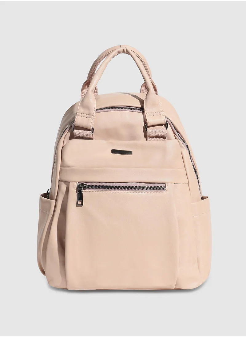 Haute Sauce Top Handle Curve Backpack - Light Pink