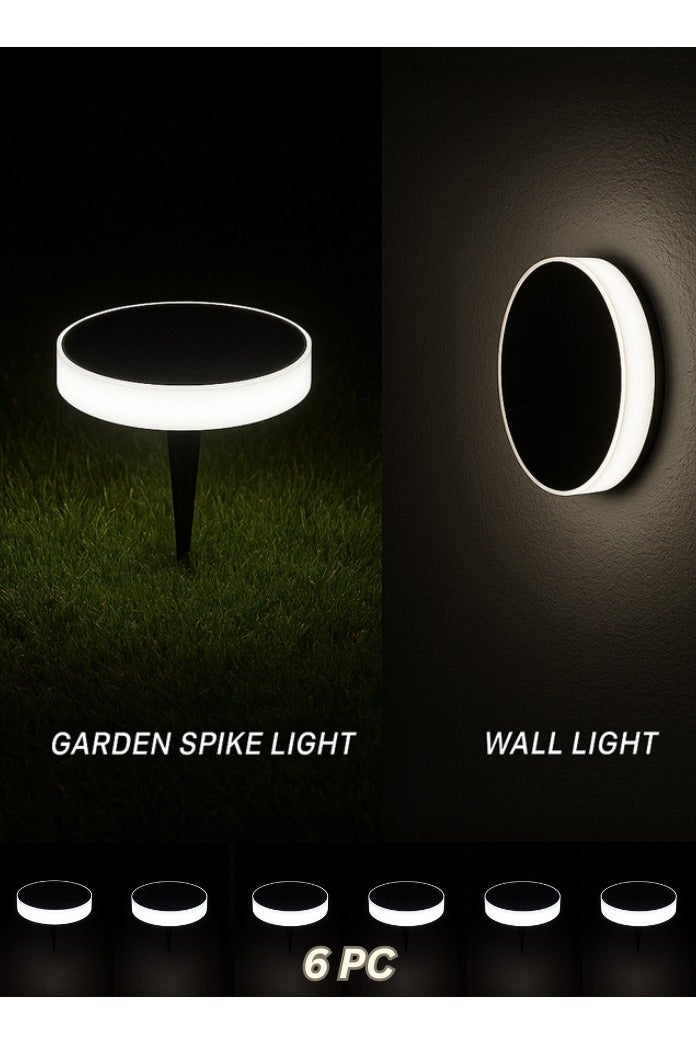Vmax 6 Pack White Solar Powered Garden & Wall Lights – Dual Mount, IP65 Waterproof, LED Outdoor Lighting for Patio, Fence & Lawn - Image 1