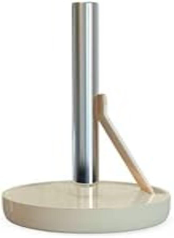 Primanova Primanova Paper Towel Holder, Deluxe Upright Towel Dispenser for Kitchen Countertop and Cabinet, Heavy Duty Solid Standup Paper Towel Holders, Plastic, Beige.