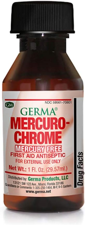 Germa MercuroChrome Mercury Free First Aid Antiseptic For Cuts Scrapes and Burns Helps Prevent Skin Infection Red 1 oz Pack of 6 - Image 2