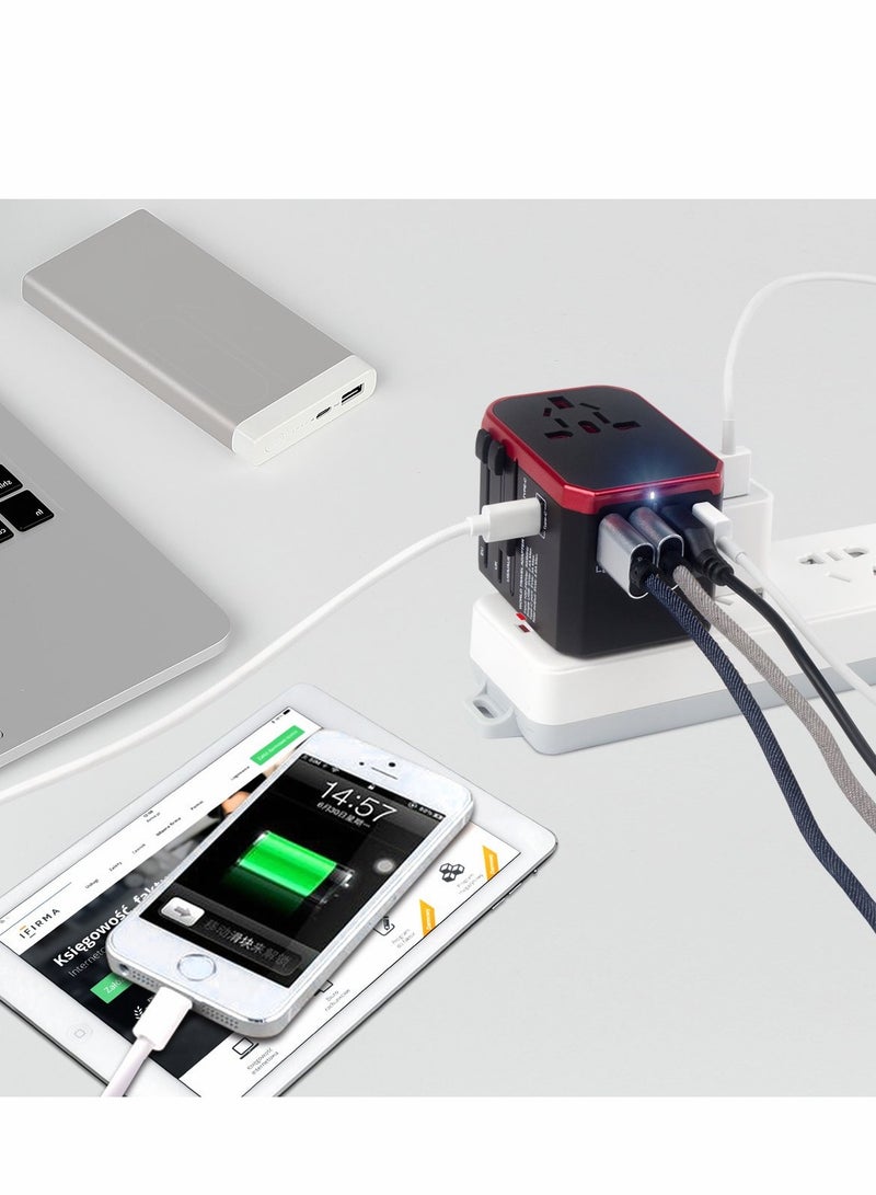 European Travel Plug Adapter Worldwide Travel Adapter 4 USB Ports with 5.6A High Speed Charger and 1 3.0A Type C International Wall Charger All in One Universal Adaptor - Image 2