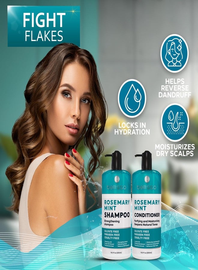 BELLISSO Rosemary Shampoo and Conditioner Set - with Rosemary Oil and Peppermint - Sulfate Free Moisturizing Products for Women and Men, Helps Flaky, Dry Scalp and Dandruff, Salon Thickening for Thinning Hair - Image 5