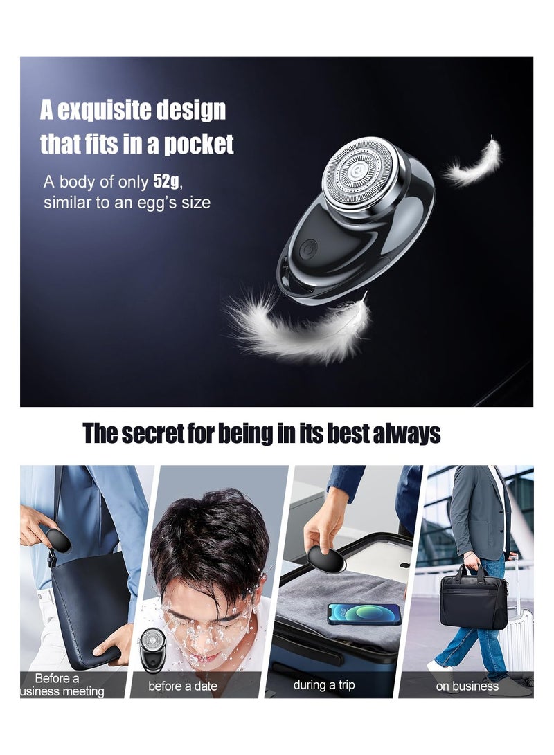 Portable Mini Electric Shaver for Men, IPX6 Waterproof Travel Razor, Compact Rotary Design for Home and Car Use, Perfect for On-the-Go Grooming - Image 3
