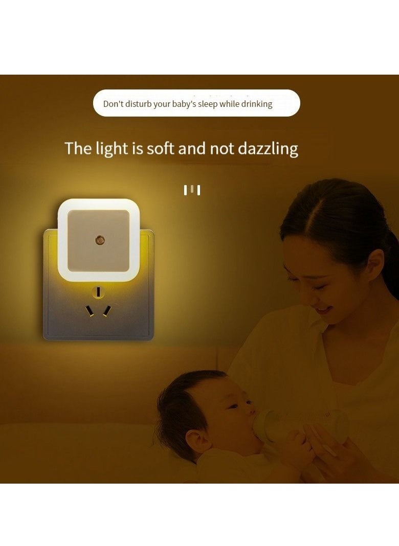 Generic - Square night light plug-in led bedroom light bedside night light socket light mood atmosphere light automatically turns on white at night - Image 1