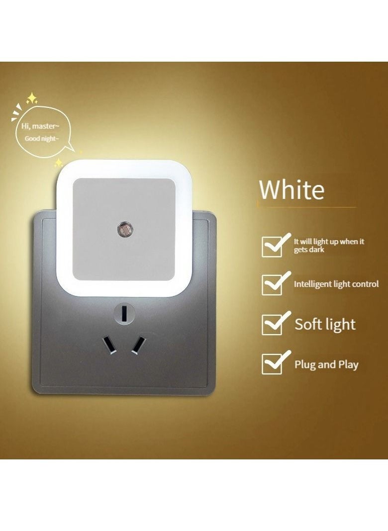 Generic - Square night light plug-in led bedroom light bedside night light socket light mood atmosphere light automatically turns on white at night - Image 1