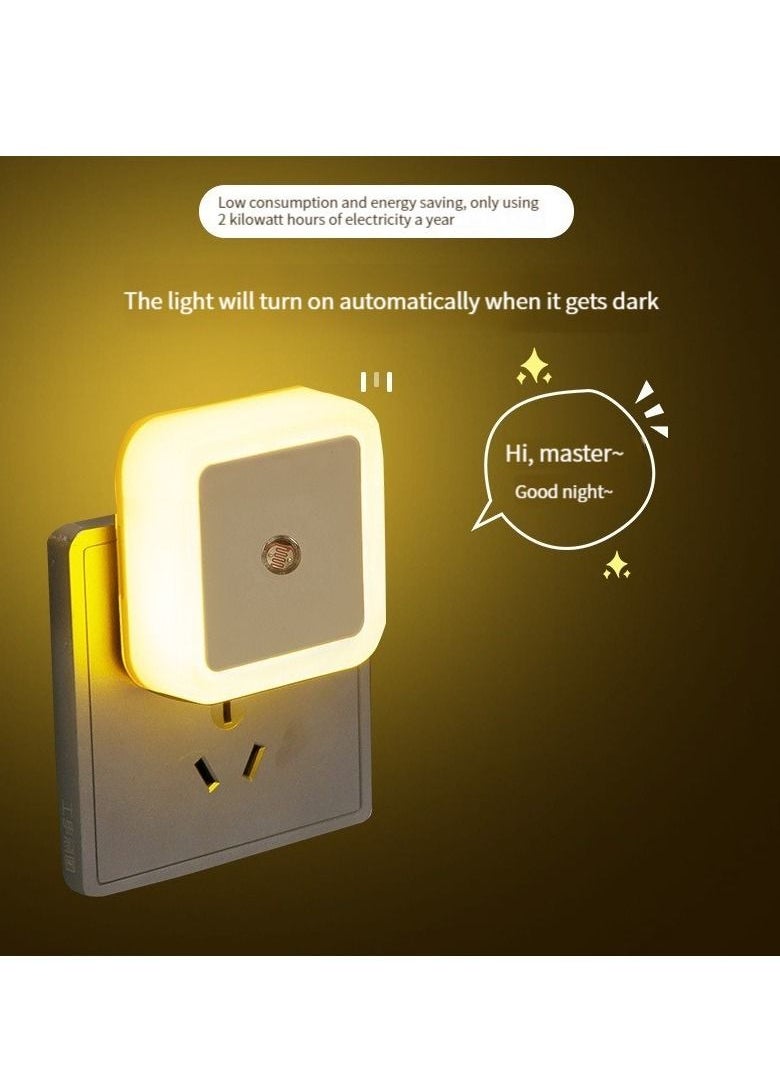 Generic - Square night light plug-in led bedroom light bedside night light socket light mood atmosphere light automatically turns on white at night - Image 1