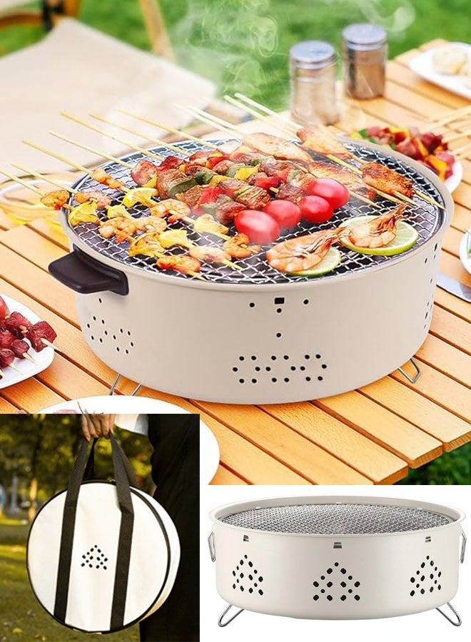 Barbecue Grill Portable Barbecue Charcoal Grill Carbon Stove Suitable for Outdoor Can Be Used for Both Barbecue and Tea A Set Including the Grill Grill Net Base - Image 1