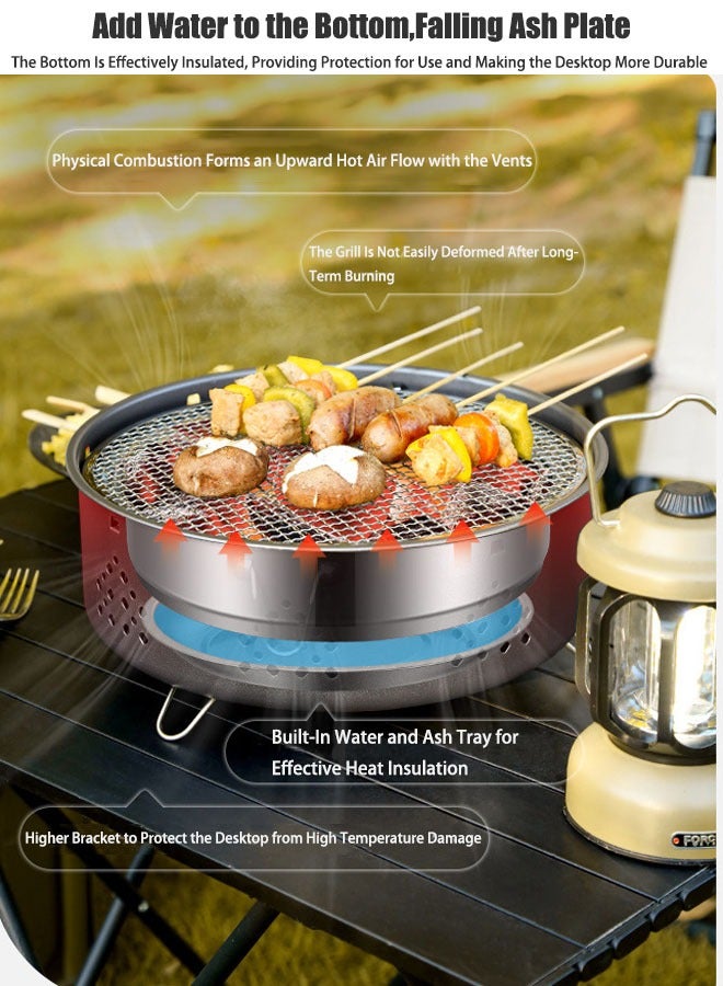 Barbecue Grill Portable Barbecue Charcoal Grill Carbon Stove Suitable for Outdoor Can Be Used for Both Barbecue and Tea A Set Including the Grill Grill Net Base - Image 4