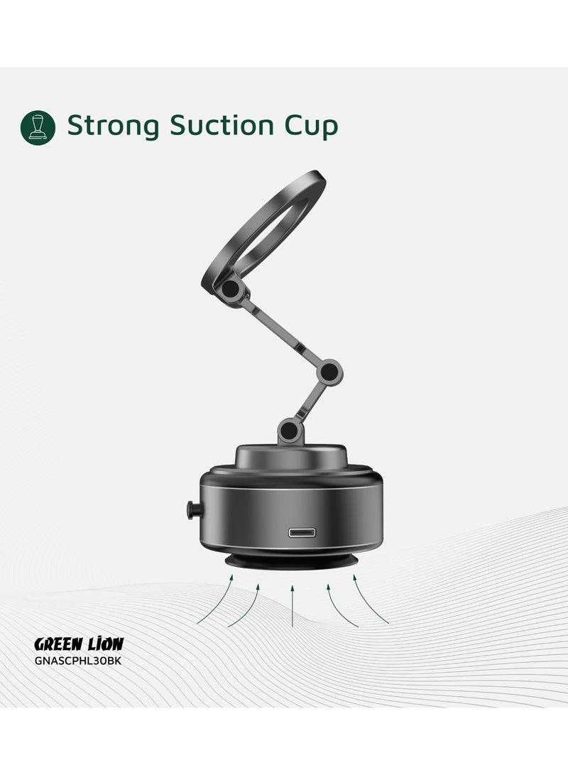 GREEN LION GX-30 Auto Suction Phone Holder / Magsafe Compatible / One-Hand Operation / 360° Rotation / Strong Suction Car Phone Holder - Matte Black  - Image 3