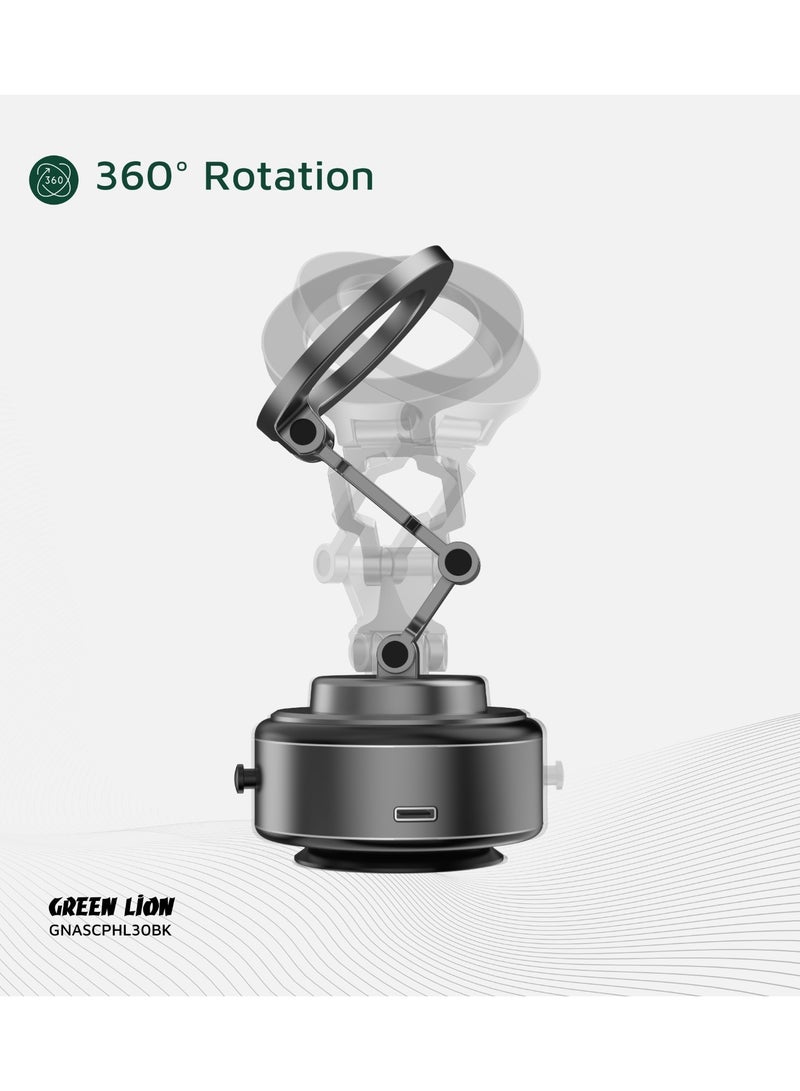 GREEN LION GX-30 Auto Suction Phone Holder / Magsafe Compatible / One-Hand Operation / 360° Rotation / Strong Suction Car Phone Holder - Matte Black  - Image 5