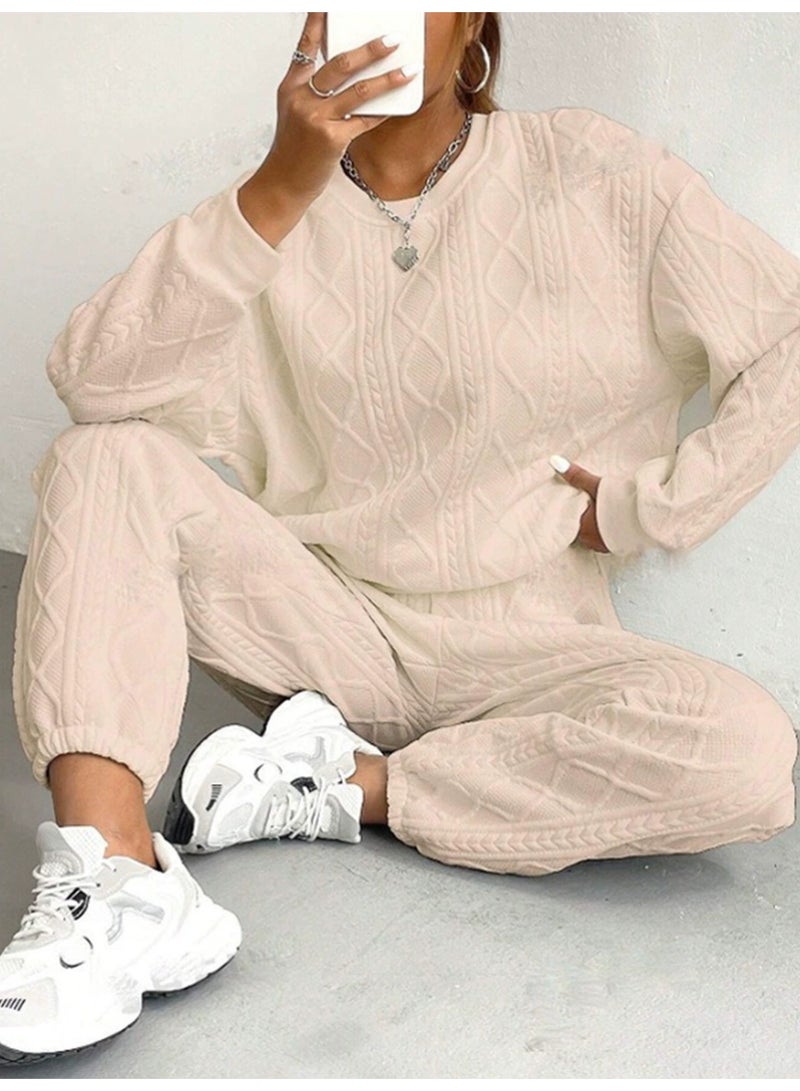 general 2025 - 2026 Women's Plaid Patchwork Long-Sleeved Round-neck Top with Buttoned Bottom Pants Set - Image 1