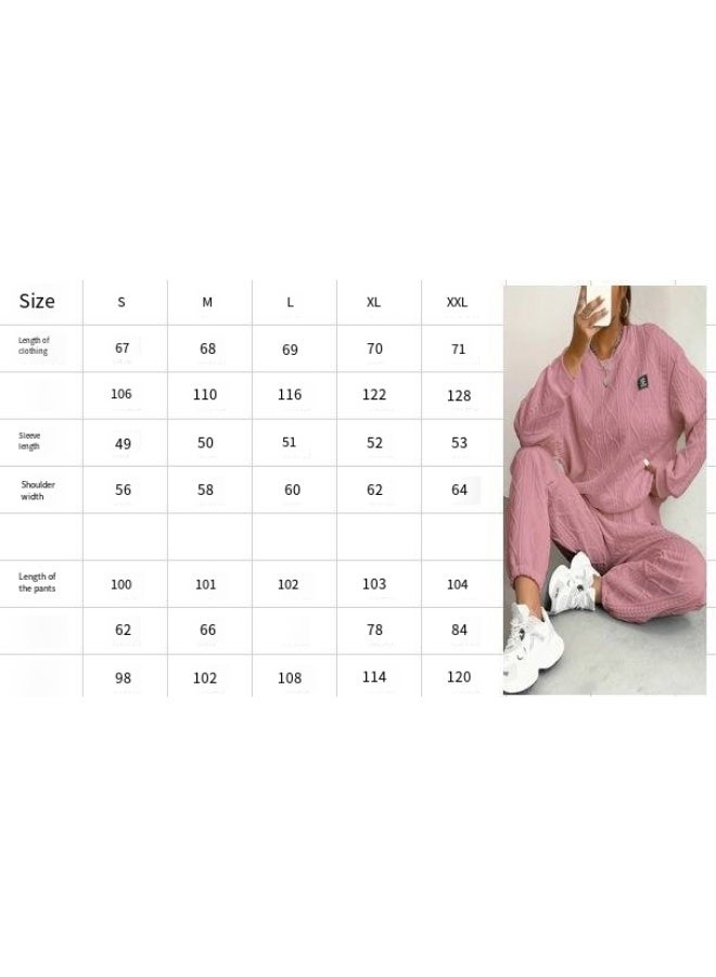 general 2025 - 2026 Women's Plaid Patchwork Long-Sleeved Round-neck Top with Buttoned Bottom Pants Set - Image 2