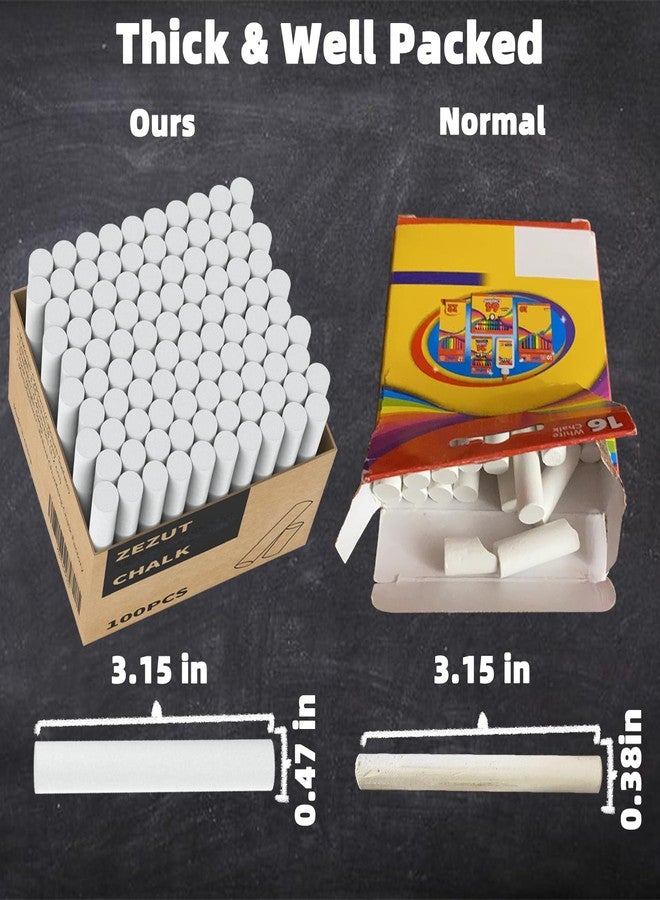 ZEZUT White Chalk 100PCS, Low Dust Chalks Stick Bulk for Chalkboard Blackboard Non-Toxic - Image 3