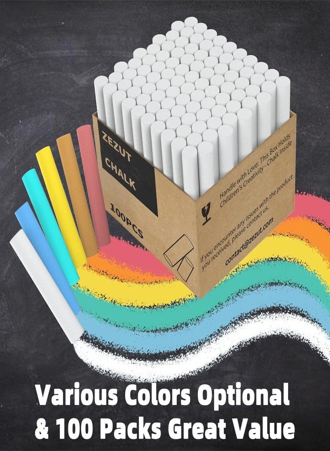 ZEZUT White Chalk 100PCS, Low Dust Chalks Stick Bulk for Chalkboard Blackboard Non-Toxic - Image 2