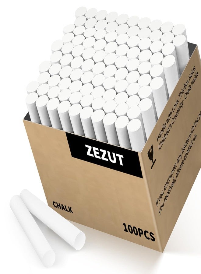 ZEZUT White Chalk 100PCS, Low Dust Chalks Stick Bulk for Chalkboard Blackboard Non-Toxic - Image 1