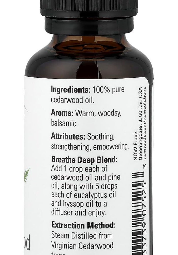 NOW Solutions 100% Pure Cedarwood Essential Oil, 1 fl oz (30 mL) - Image 2