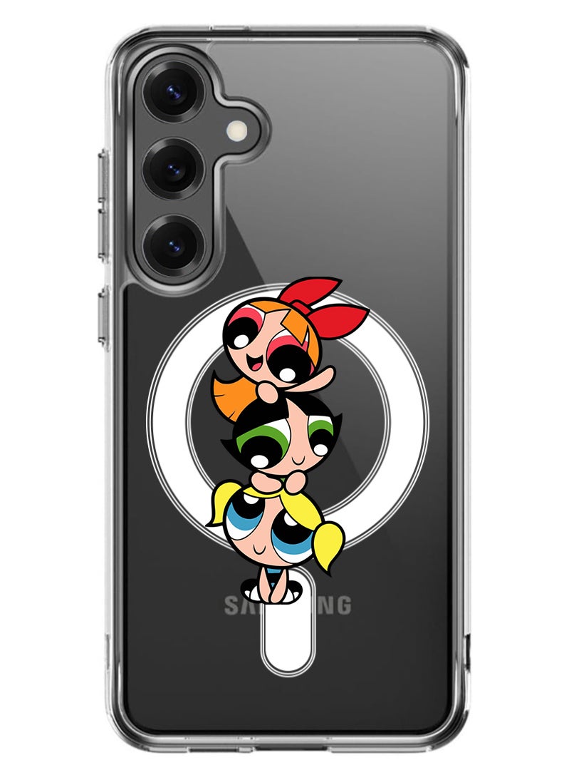 Theodor Magnetic Case for Samsung Galaxy S25 Plus 6.7-inch Compatible with MagSafe Wireless Charging, Shockproof Phone Bumper Cover Powerpuff  - Image 1