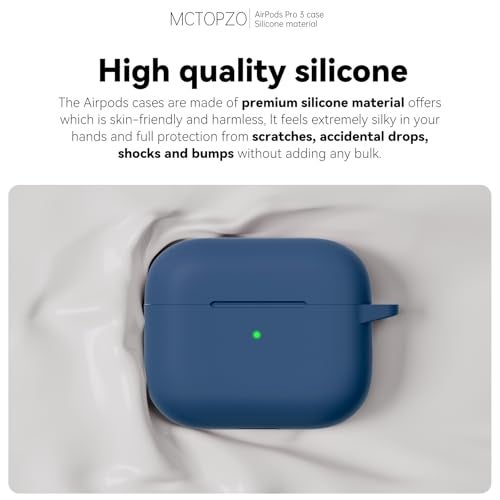 MCTOPZO for AirPods Pro 3 Case 2025 Come with Cleaner Kit,Soft Silicone Protective Cover for Apple AirPods Pro 3rd Generation Cases with Keychain, AirPod Pro 3 Case for Women Men-Midnight Blue - Image 3