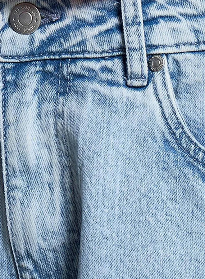 لي كوبر بنطلون جينز قطن واسع الساق بزر إغلاق وجيوب من لي كوبر