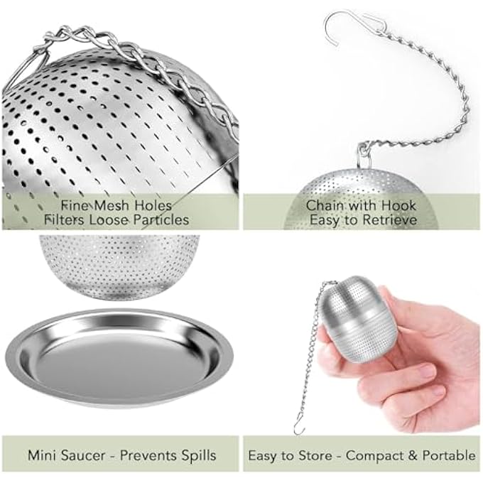 Bukela 2 Pieces Tea Infuser Stainless Steel Tea Strainer Balls For Loose Leaf Tea Mugs Teapots - Image 3