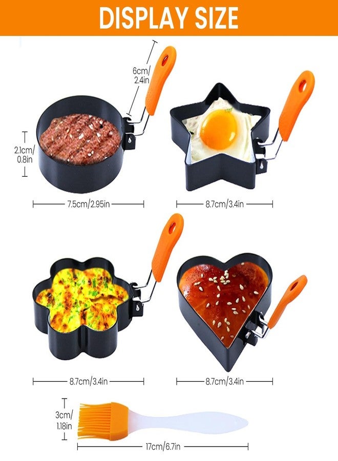 STORE 2508 Store2508 6Pcs Set Egg Ring Mold | Non Stick Stainless Steel Egg Ring Moulds with Insulated Silicone Handles | 4 Different Shape Mould | Brush | Yolk White Separator - Image 2