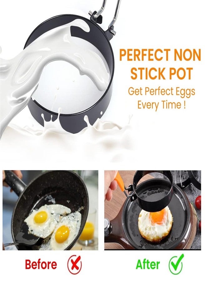 STORE 2508 Store2508 6Pcs Set Egg Ring Mold | Non Stick Stainless Steel Egg Ring Moulds with Insulated Silicone Handles | 4 Different Shape Mould | Brush | Yolk White Separator - Image 3
