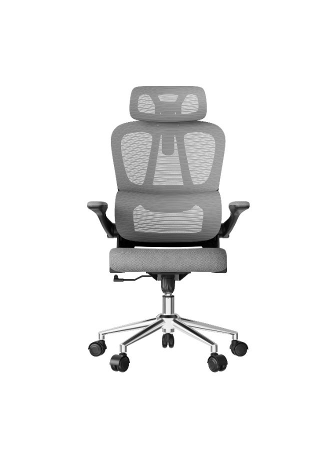 Flexispot Ergonomic Office Chair, Desk Chair with 2D Headrest, Folding Armrests & Dynamic Lumbar Support, Chair with 120° Rocker Function for Home Office, Study, Office, Grey - Image 4