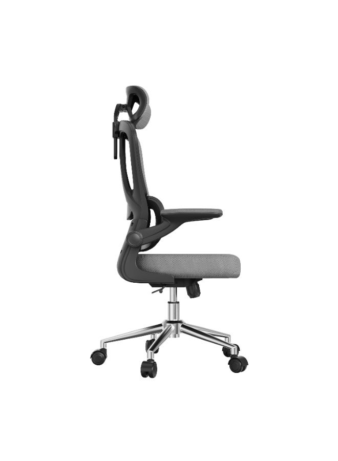 Flexispot Ergonomic Office Chair, Desk Chair with 2D Headrest, Folding Armrests & Dynamic Lumbar Support, Chair with 120° Rocker Function for Home Office, Study, Office, Grey - Image 2